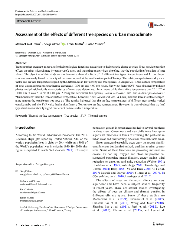 (PDF) Assessment of the effects of different tree species on urban ...