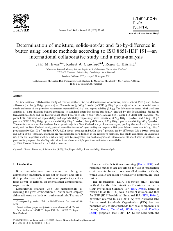 (PDF) Determination of moisture, solids-not-fat and fat-by-difference ...