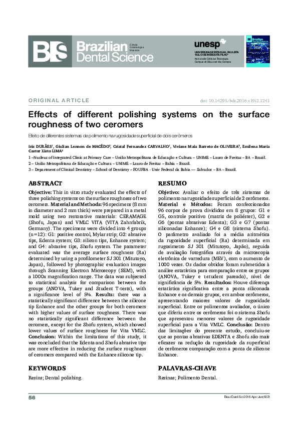 (PDF) Effects of different polishing systems on the surface roughness ...