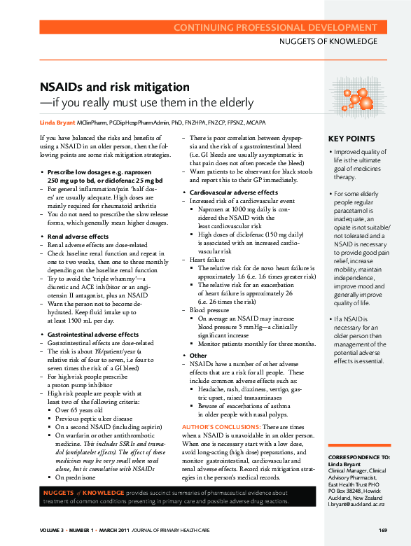 (PDF) Nuggets of Knowledge: NSAIDs and risk mitigation if you really ...