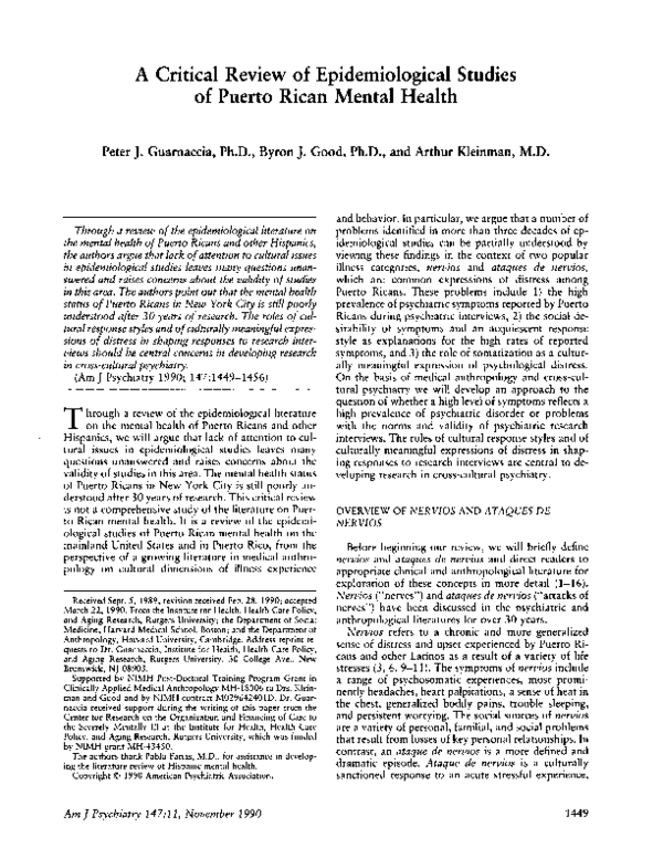 (PDF) A critical review of epidemiological studies of Puerto Rican ...