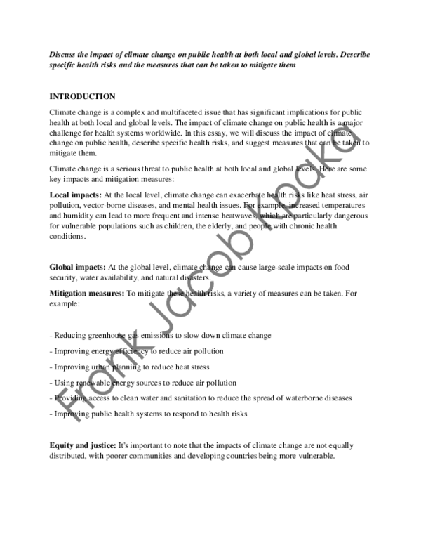 (PDF) Discuss the impact of climate change on public health at both ...