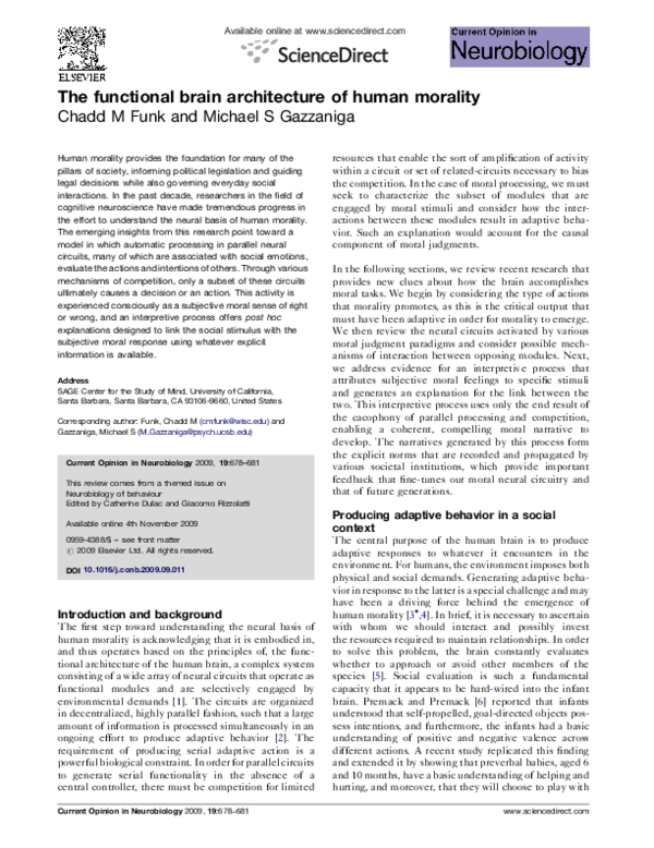 (PDF) The functional brain architecture of human morality