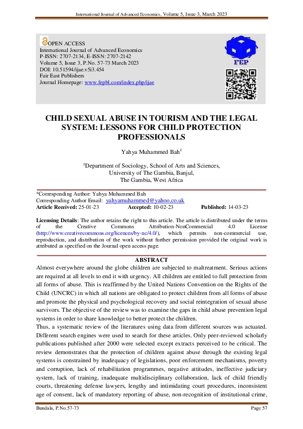 (PDF) Child Sexual Abuse in Tourism and the Legal System: Lessons for ...
