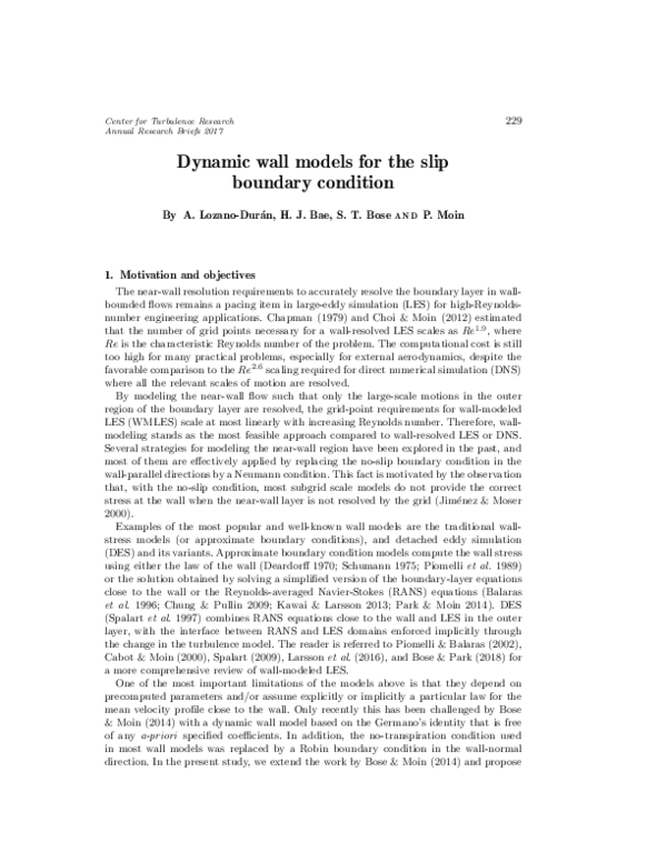 (PDF) Dynamic wall models for the slip boundary condition
