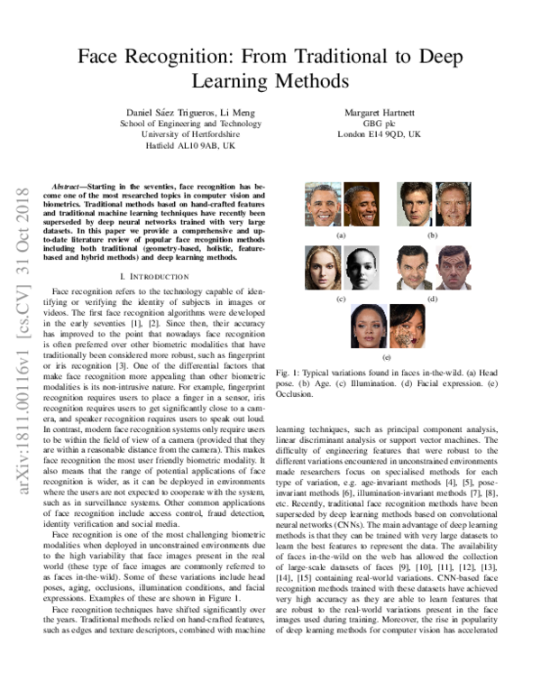(PDF) Face Recognition: From Traditional to Deep Learning Methods