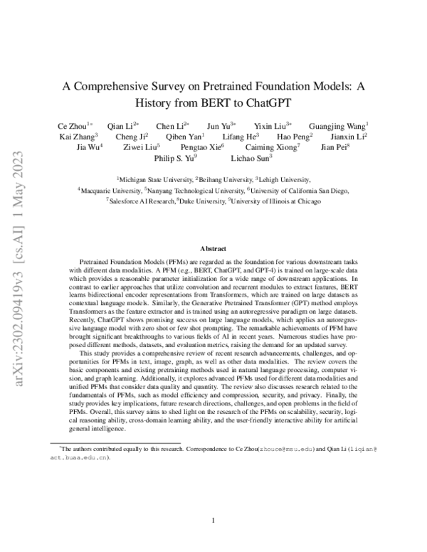 (PDF) A Comprehensive Survey on Pretrained Foundation Models: A History ...