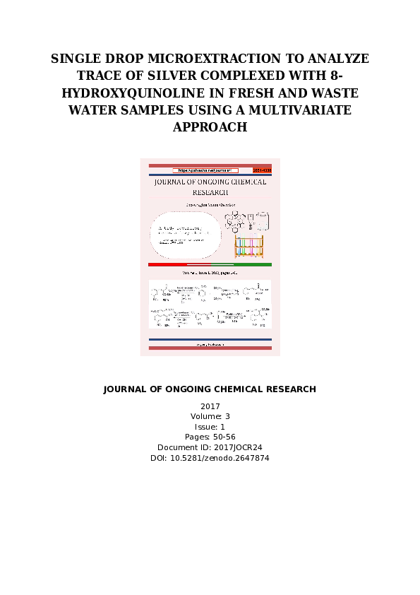 (PDF) Single Drop Microextraction To Analyze Trace Of Silver Complexed ...