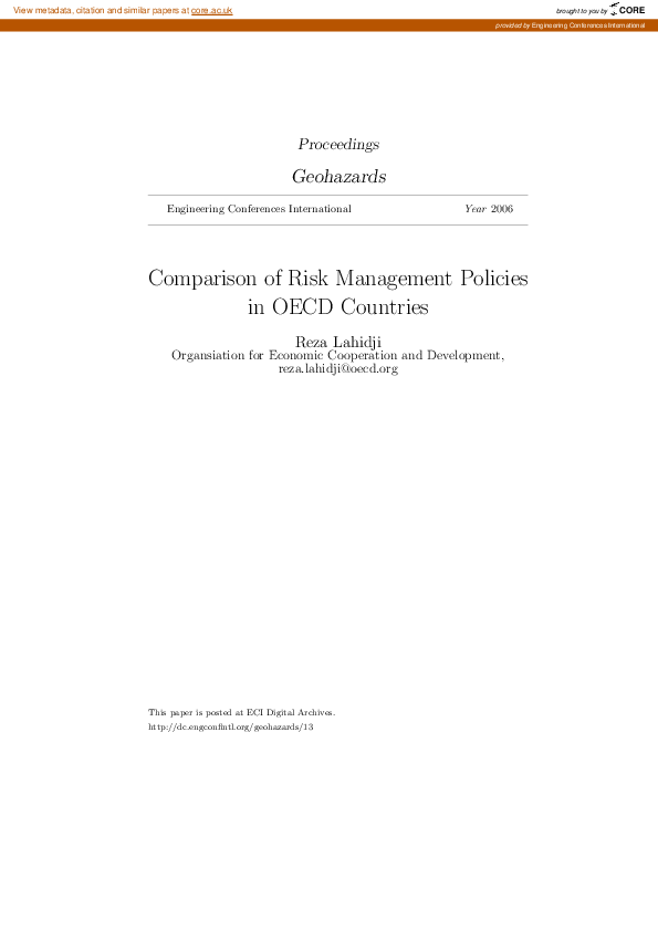 (PDF) Comparison of Risk Management Policies in OECD Countries