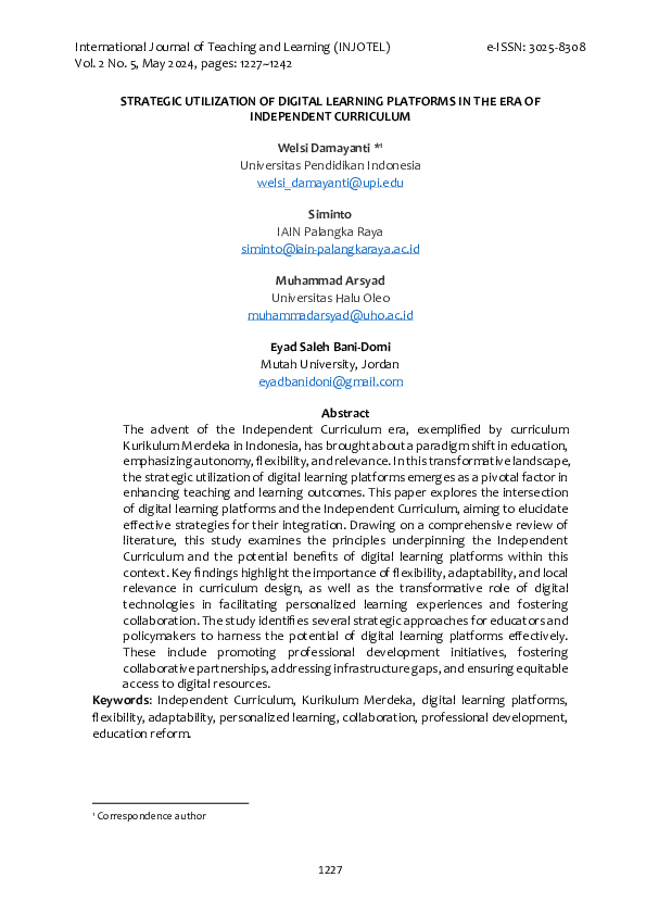 (PDF) Strategic Utilization of Digital Learning Platforms in the Era of ...