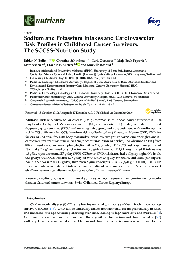 (PDF) Sodium and Potassium Intakes and Cardiovascular Risk Profiles in ...