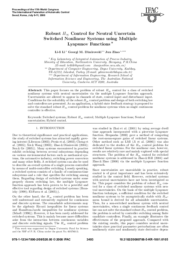 (PDF) Robust H-Infinity Control for Neutral Uncertain Switched ...