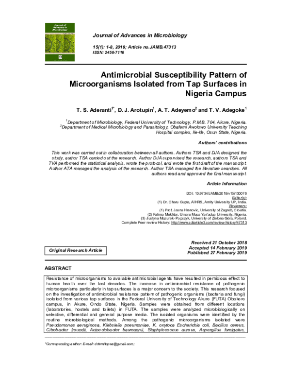 (PDF) Antimicrobial Susceptibility Pattern of Microorganisms Isolated ...