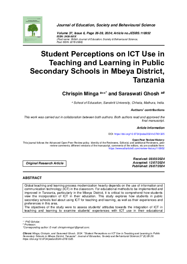 (PDF) Student Perceptions on ICT Use in Teaching and Learning in Public ...
