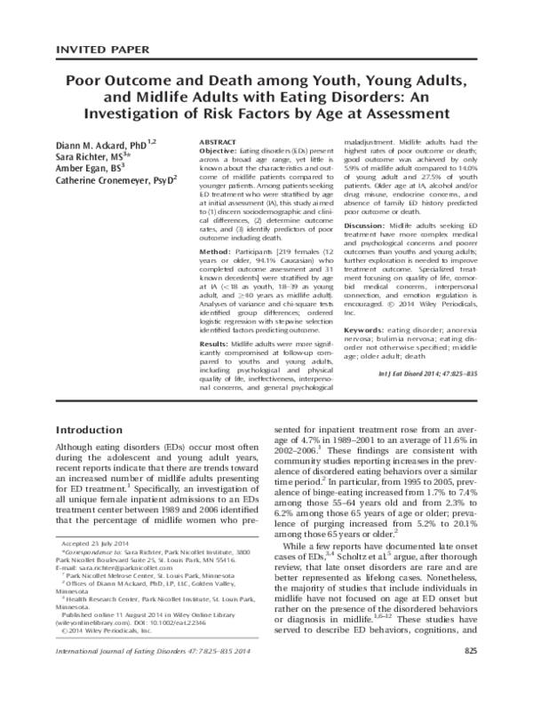 (PDF) Poor outcome and death among youth, young adults, and midlife ...