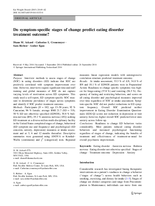 (PDF) Do symptom-specific stages of change predict eating disorder ...