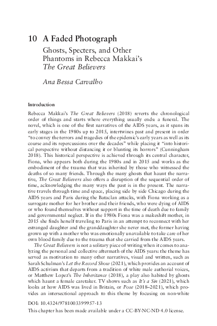 Ghosts, Specters, and Other Phantoms in Rebecca Makkai's The Great Believers