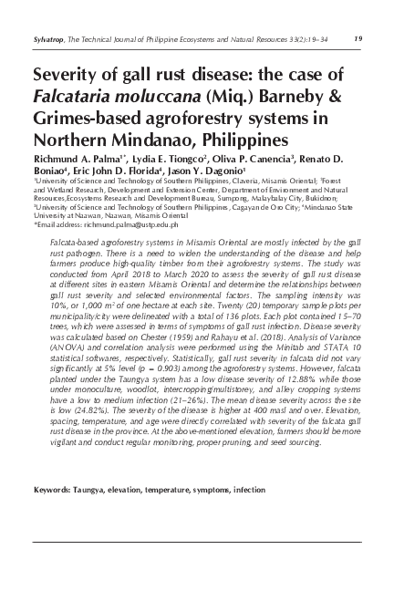 (PDF) Severity of gall rust disease: the case of Falcataria moluccana ...