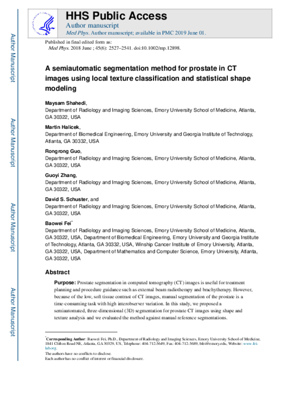 (PDF) A semiautomatic segmentation method for prostate in CT images ...