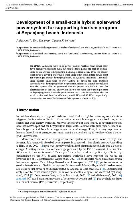 (PDF) Development of a small-scale hybrid solar-wind power system for ...