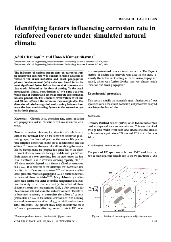 (PDF) Identifying factors influencing corrosion rate in reinforced ...