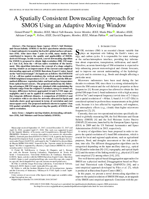 (PDF) A Spatially Consistent Downscaling Approach for SMOS Using an ...