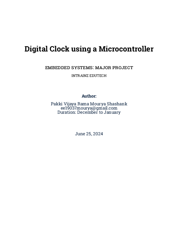 (PDF) Digital Clock using Microcontrollers