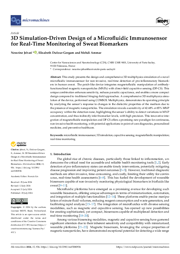 (PDF) 3D Simulation-Driven Design of a Microfluidic Immunosensor for ...