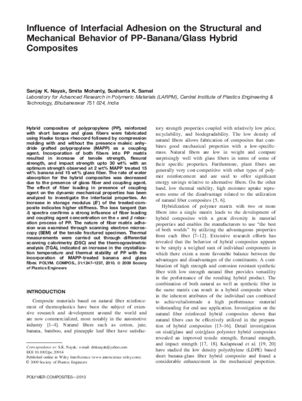 (PDF) Influence of interfacial adhesion on the structural and ...