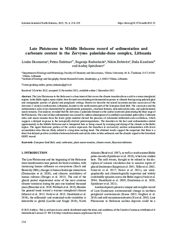 (PDF) Late Pleistocene to Middle Holocene record of sedimentation and ...