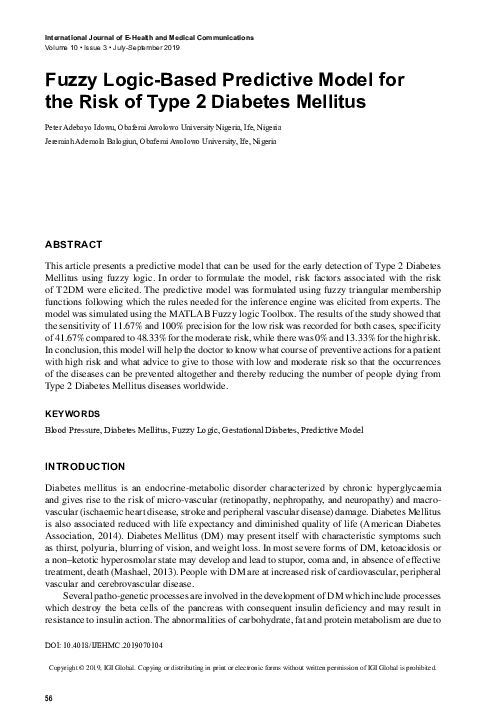 (PDF) Fuzzy Logic-Based Predictive Model for the Risk of Type 2 ...