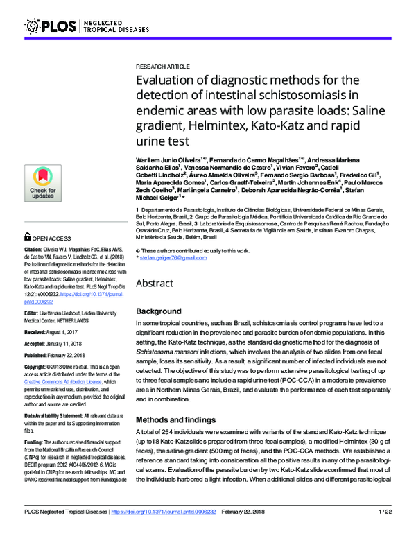 (PDF) Evaluation of diagnostic methods for the detection of intestinal ...