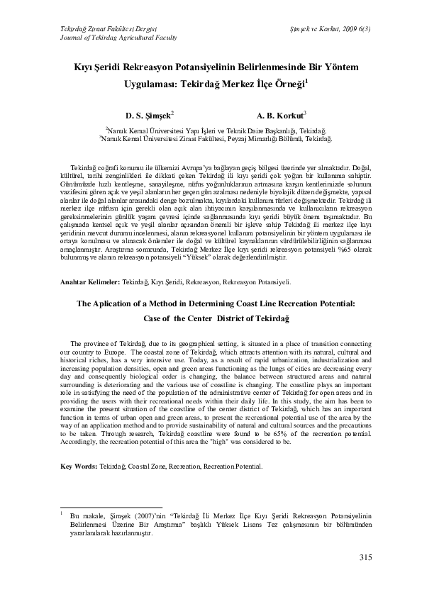 (PDF) The application of a method in determining coast line recreation ...