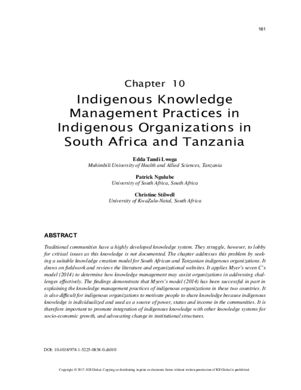 (PDF) Indigenous Knowledge Management Practices in Indigenous ...