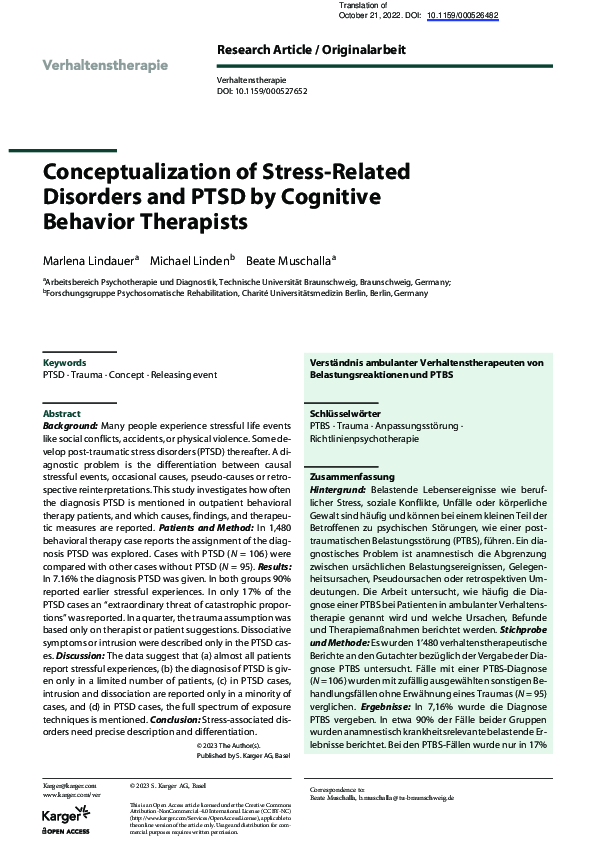 (PDF) Conceptualization of Stress-Related Disorders and PTSD by ...