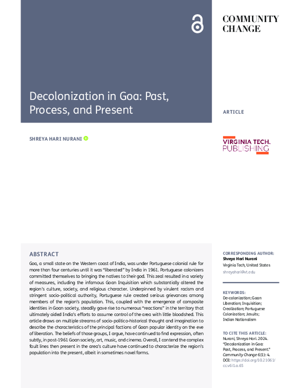 (PDF) Decolonization in Goa: Past, Process, and Present