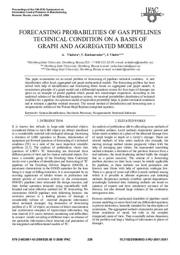 (PDF) Forecasting Probabilities of Gas Pipelines Technical Condition on ...