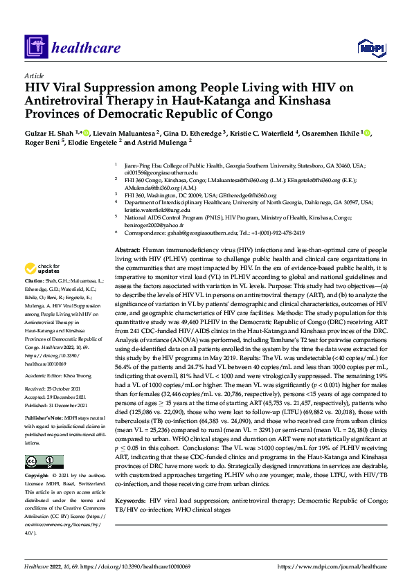 (PDF) HIV Viral Suppression among People Living with HIV on ...