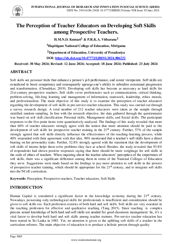 (PDF) The Perception of Teacher Educators on Developing Soft Skills ...
