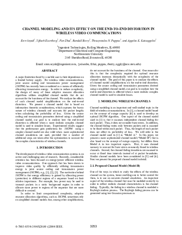 (PDF) Channel modeling and its effect on the end-to-end distortion in ...