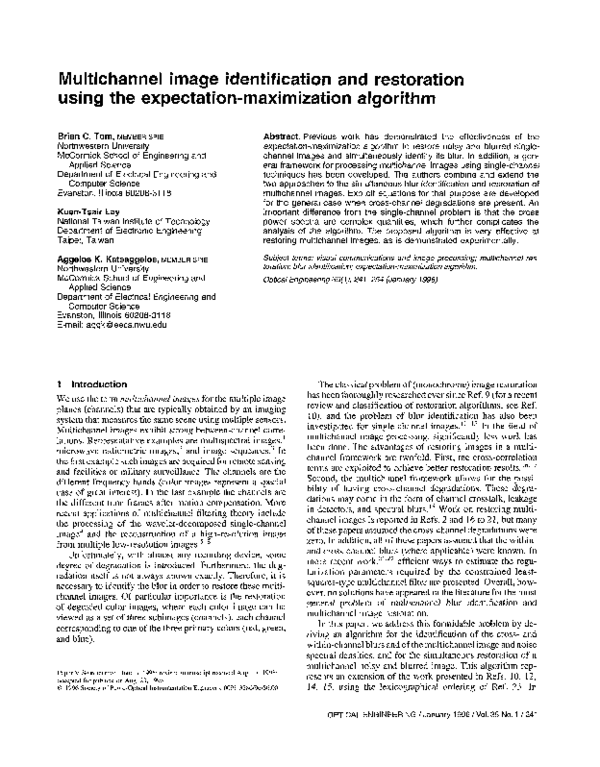 (PDF) Multichannel image identification and restoration using the ...