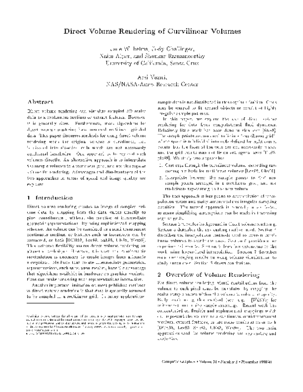 (PDF) Direct volume rendering of curvilinear volumes