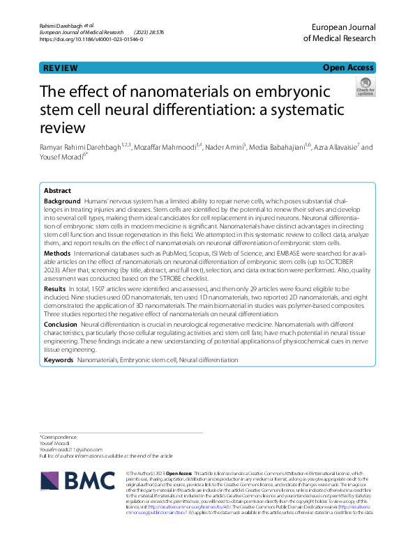 (PDF) The effect of nanomaterials on embryonic stem cell neural ...