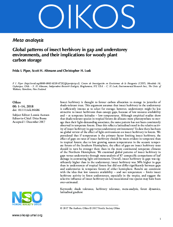 (PDF) Global patterns of insect herbivory in gap and understorey ...