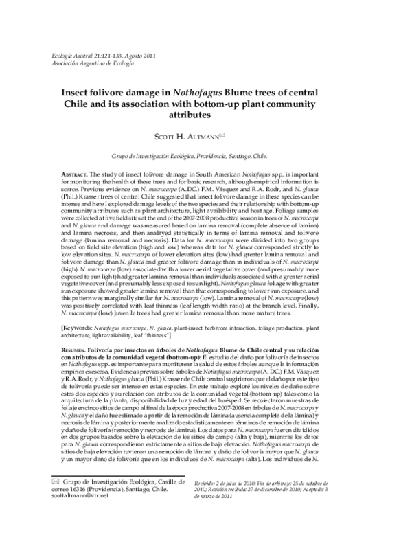 (PDF) Folivoría por insectos en árboles de Nothofagus Blume de Chile ...