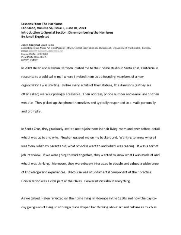 (PDF) Lessons from the Harrisons