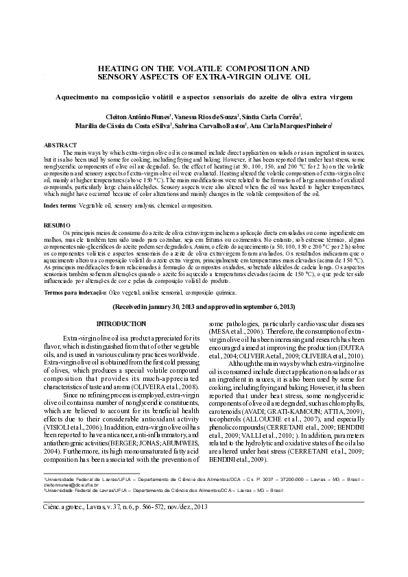 (PDF) Heating on the volatile composition and sensory aspects of extra ...