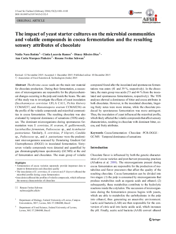(PDF) The impact of yeast starter cultures on the microbial communities ...