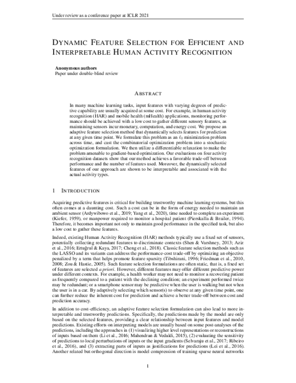 (PDF) DYNAMIC FEATURE SELECTION FOR EFFICIENT AND INTERPRETABLE HUMAN ...