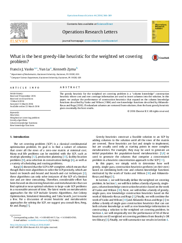(PDF) What is the best greedy-like heuristic for the weighted set ...